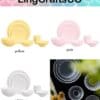 Colorful baking cups in yellow, pink, white, and transparent sets from LingCraftsCO, displayed against a patterned background.