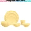 Yellow fluted silicone molds in various sizes, displayed on a white background with a LingCraftsCO logo above.