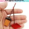 Miniature broom and dustpan set held in a hand, with a colorful background and "LingCraftsCO" logo above.