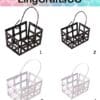 Four grid-design baskets with wire handles: two black (1, 2) and two white (3, 4) from LingCraftsCO.