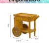 Mini wooden tea trolley with measurements: 7cm height, 6.6cm length, 4cm width, by LingCraftsCO.