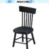 Black miniature chair with a slatted backrest on a white background.